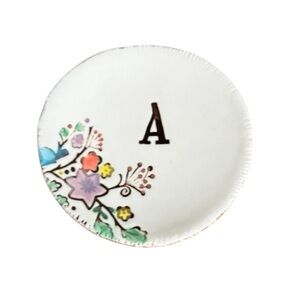 Anthropologie trinket dish letter A 3” 3 in the brick kiln white ceramic